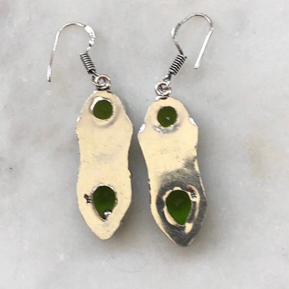 925 Sterling Peridot Butterfly Dangle Earrings - Picture 6 of 6